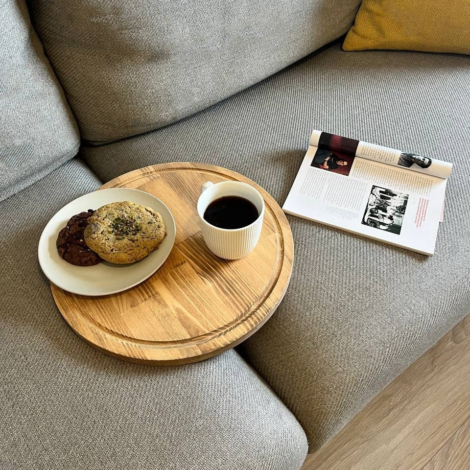 🍃 Plateau canapé en bois – صينية الأرِّيكة الخشبية اليدوية