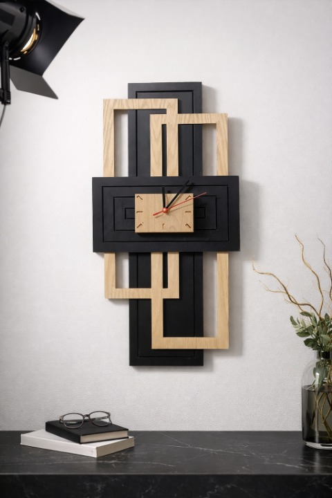 ⏰ Horloge Murale خشبية بتصميم هندسي عصري
