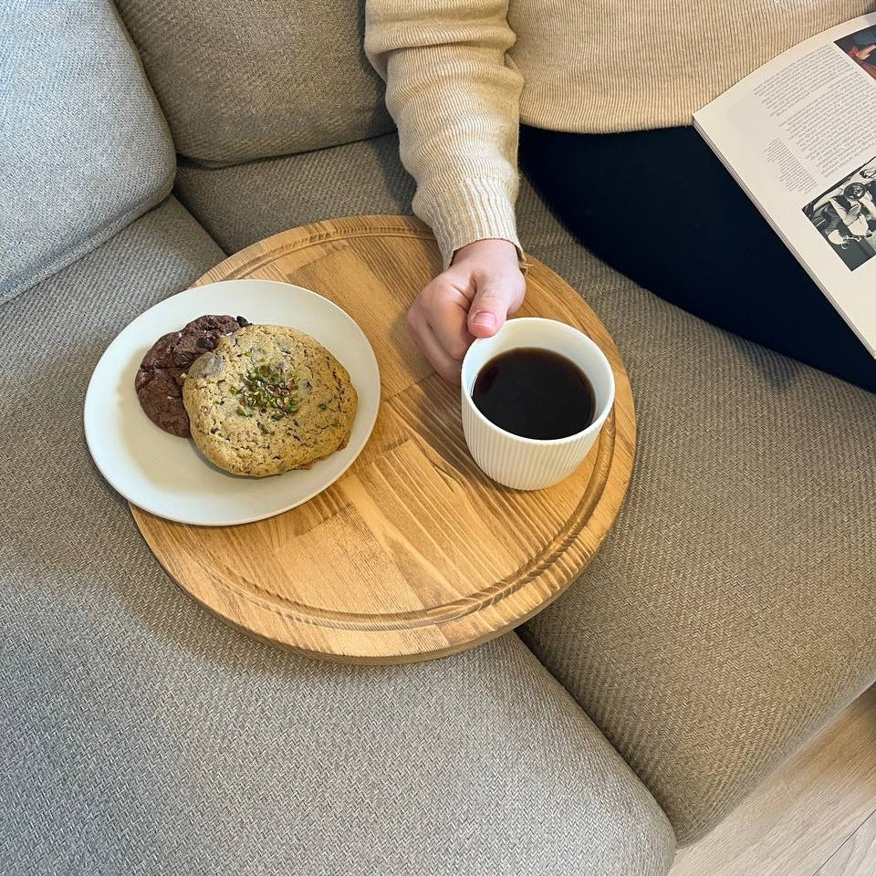 🍃 Plateau canapé en bois – صينية الأرِّيكة الخشبية اليدوية